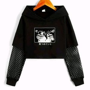 Girls cropped anime sweater